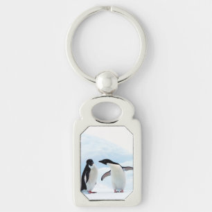 Adelie Penguins Rektangulärt Silverfärgad Nyckelring