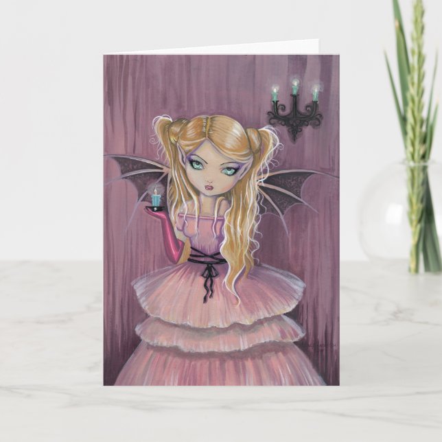 Adeline i Rosa Gothic Vampre Card Kort (Framsida)