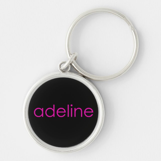 Adeline Personal namn Rund Silverfärgad Nyckelring (Framsidan)