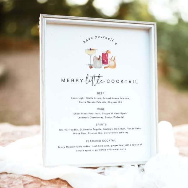 ADELLA Edgy Minimalistisk JulCocktail Meny Pos Poster (Skapare uppladdad)