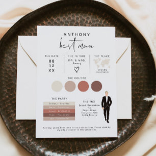 ADELLA Edgy Modern EDITABLE Best Man Info Card Inbjudningar
