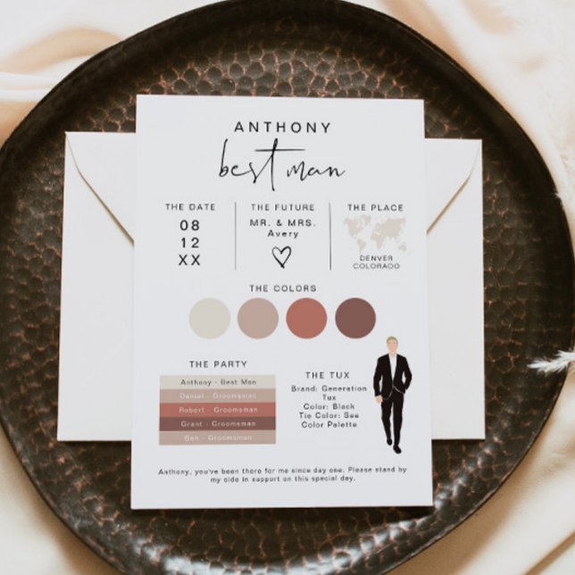 ADELLA Edgy Modern EDITABLE Best Man Info Card Inbjudningar (Skapare uppladdad)