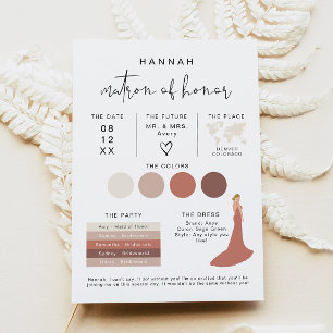 ADELLA Edgy Modern EDITABLE Bridesmaid Info Card Inbjudningar