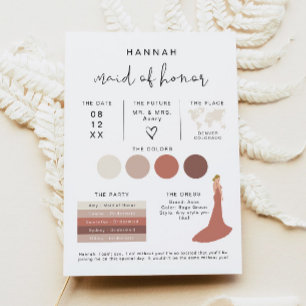 ADELLA Edgy Modern EDITABLE Bridesmaid Info Card Inbjudningar