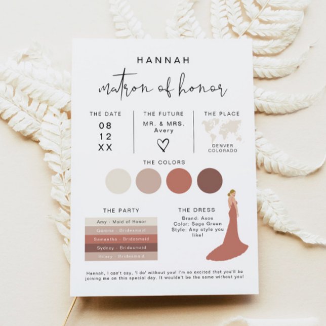 ADELLA Edgy Modern EDITABLE Bridesmaid Info Card Inbjudningar (Skapare uppladdad)