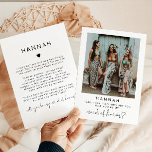 ADELLA-Frieri minimikort för Photo Maid of honor Inbjudningar