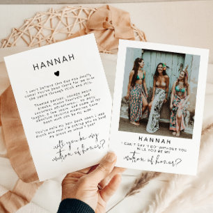 ADELLA Minimal Photo Matron of Honor Frieri Inbjudningar