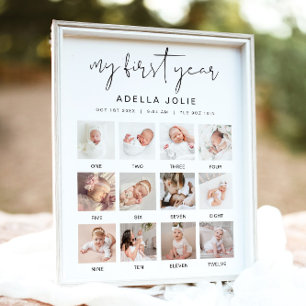 ADELLA Minimalist Boho första året - fotmilstolpe Poster