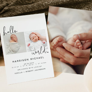 ADELLA Minimalistisk nyfödd fotoannonsering Inbjudningar