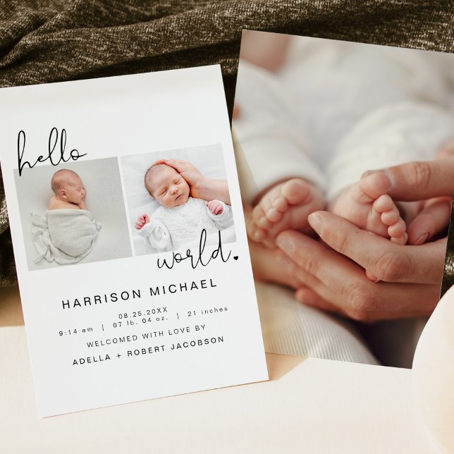 ADELLA Minimalistisk nyfödd fotoannonsering Inbjudningar (Skapare uppladdad)
