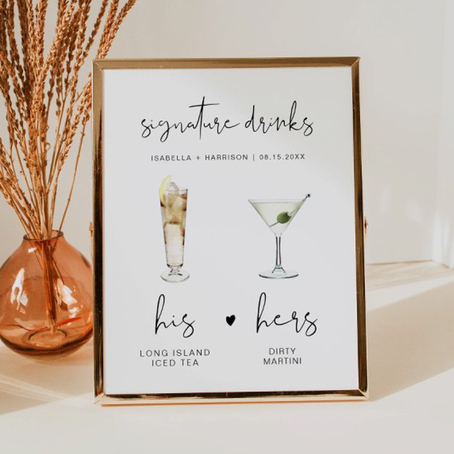 ADELLA Minimalistisk signaturdryck Bröllopsbar Poster (Skapare uppladdad)
