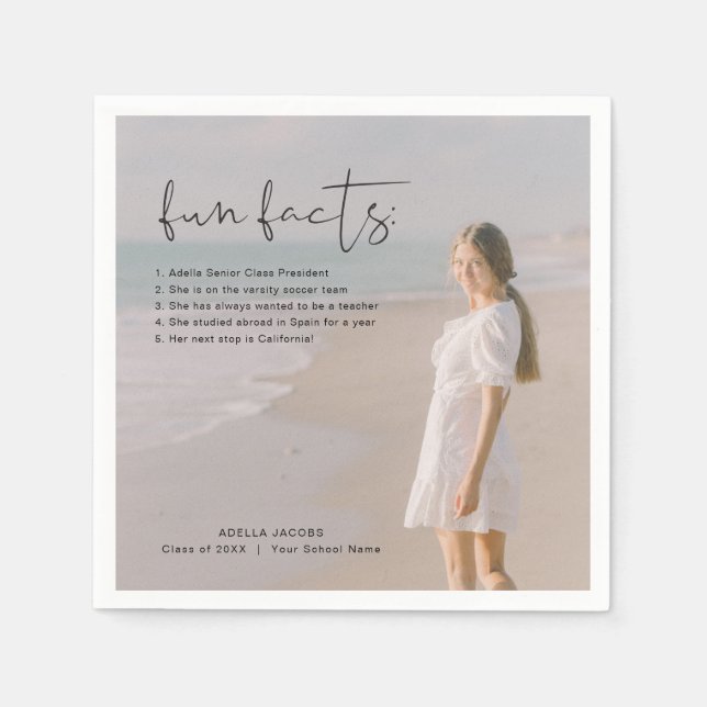 ADELLA Modern Minimal Roligt Facts Studentfest Pappersservett (Framsidan)