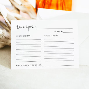ADELLA Modern Minimalist Möhippa Recept Card Tilläggskort
