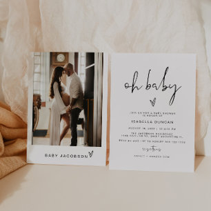 ADELLA Modern Minimalist Oh Baby Shower-inbjudan Inbjudningar