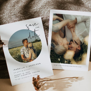 ADELLA-Modern Minimalist Round Photo Save the Date Inbjudningar