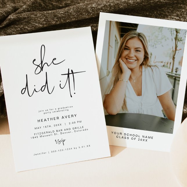 ADELLA Modern Minimalist Studentfest Inbjudningar (Skapare uppladdad)