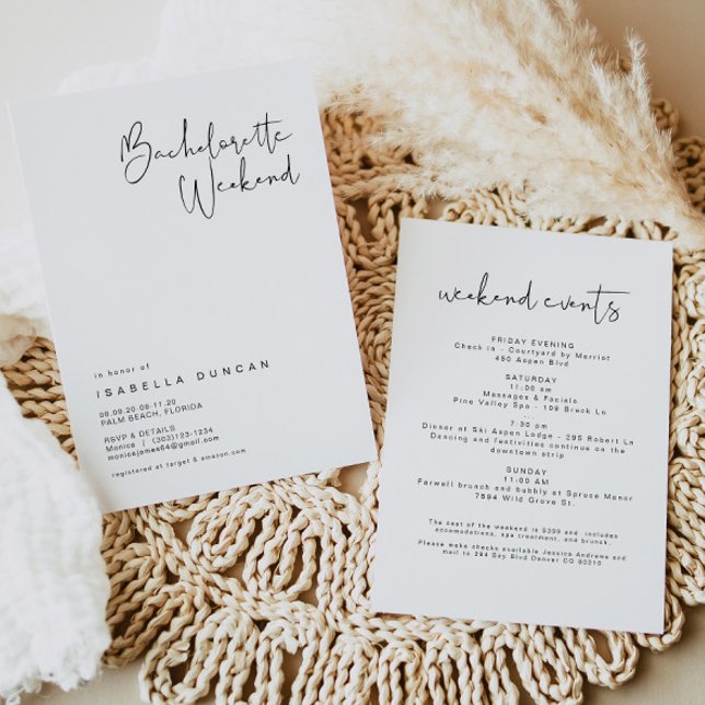 ADELLA - Modern minimalistisk Bachelorette Helg Inbjudningar (Skapare uppladdad)