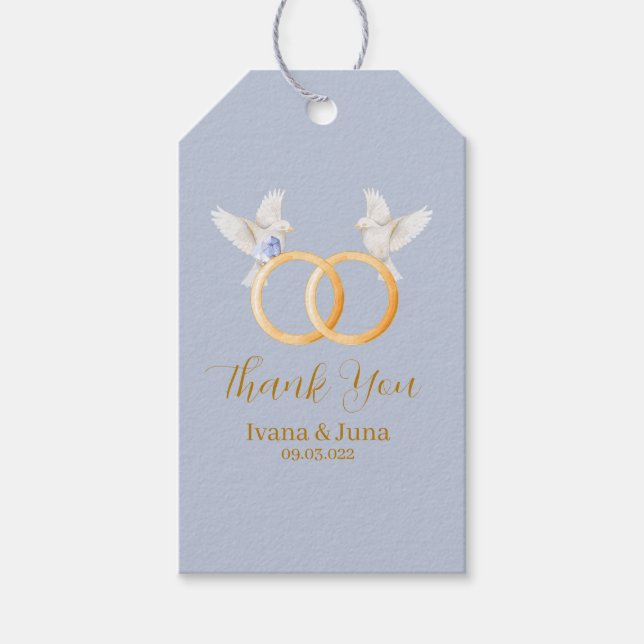 ADELLE Simple Dusk Blue Couple Bröllop Presentetikett (Framsidan)