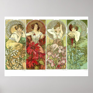 Ädelstenar Art nouveau av Alphonse Mucha Poster