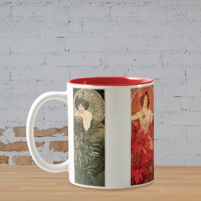 Ädelstenar Illustrations Alphonse Mucha Två-Tonad Mugg (Skapare uppladdad)