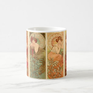 Ädelstenar och blommor, Alphonse Mucha 1900 Kaffemugg