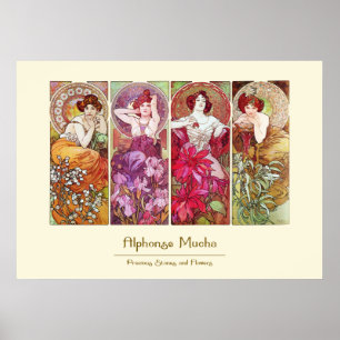 Ädelstenar och blommor, Alphonse Mucha Poster