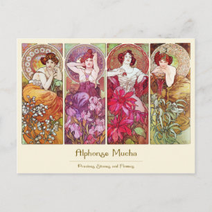 Ädelstenar och blommor, Alphonse Mucha Vykort