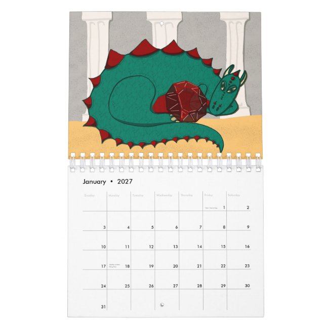 Ädelstens- & Drakkalender Kalender (Jan 2027)