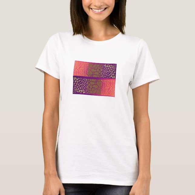 Ädelstensfärgade Vilda Djurtryck T-shirt (Framsida)