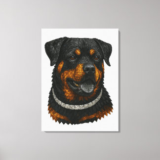 Ädelstensmosaik Rottweiler Porträtt Canvastryck