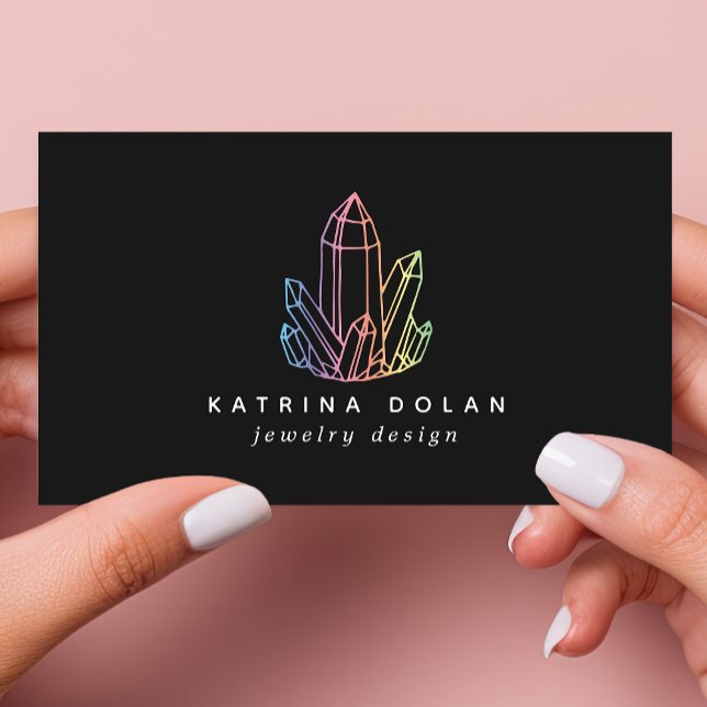 Ädelstensregnbåge Kvarts Kristall Smycken Logo Visitkort (Skapare uppladdad)