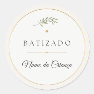 Adesivo Redondo de Batizado Personalizado Elegante Runt Klistermärke