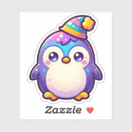 Adful Colorful Party Penguin med en Festive Hat Klistermärken