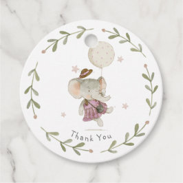 Adful Girl Elephant Botanical Blommigt Boho Baby Gåvor Etiketter