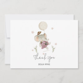 Adful Girl Elephant Botanical Boho Baby Shower Tack Kort