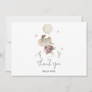 Adful Girl Elephant Botanical Boho Baby Shower Tack Kort