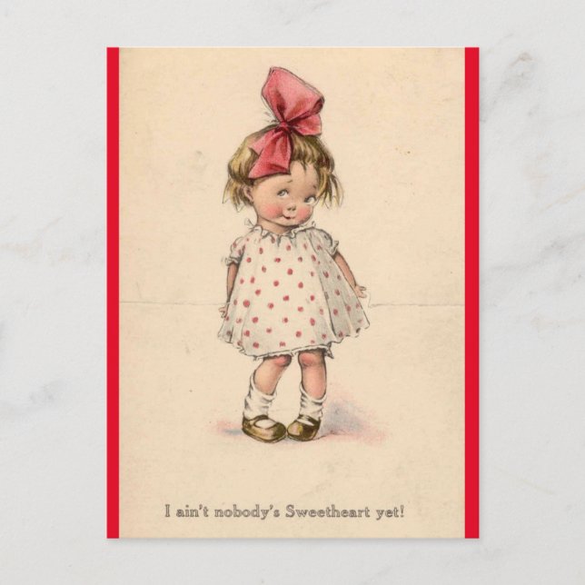 Adful Little Girl Vintage Valentine Postcard Vykort (Framsida)