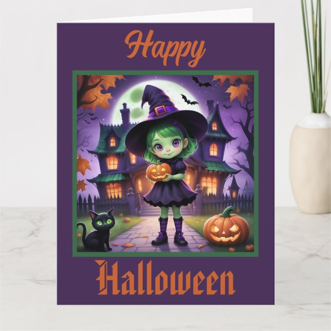 Adful Little Witch Halloween Kort (Framsida)