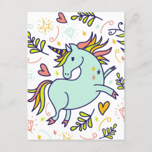 Adful Unicorn Doodle Vykort