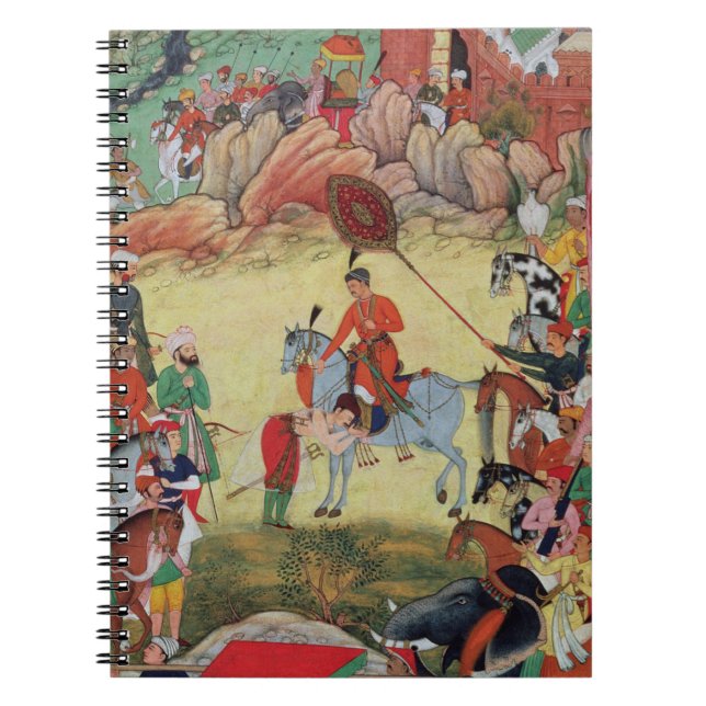 Adham Khan som betalar vördnad till Akbar på Anteckningsbok (Framsidan)