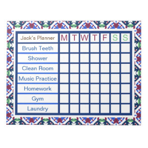 ADHD ADD Boy's Manar's Weekly Checklist Planner Anteckningsblock