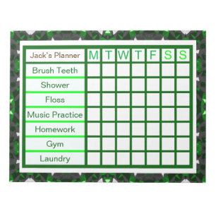 ADHD ADD Boy's Manar's Weekly Checklist Planner Anteckningsblock