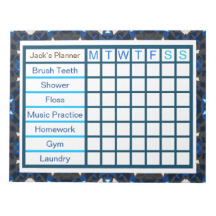 ADHD ADD Boy's Manar's Weekly Checklist Planner Anteckningsblock