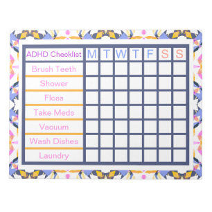 ADHD ADD Girl's Women's Weekly Checklist Reminder Anteckningsblock