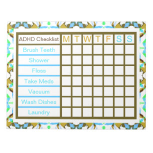 ADHD ADD Girl's Women's Weekly Checklist Reminder Anteckningsblock