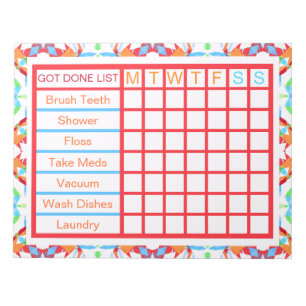 ADHD ADD Girl's Women's Weekly Checklist Reminder Anteckningsblock