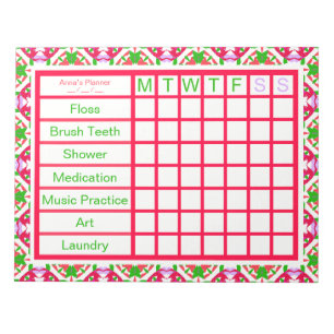 ADHD ADD Girl's Women's Weekly Checklist Reminder Anteckningsblock