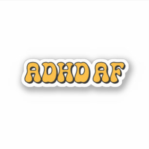 ADHD AF Gult Typografi Klistermärken