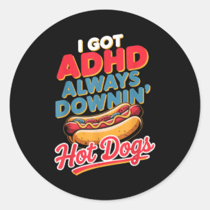 Adhd alltid käkar korv rolig retro mat skämt runt klistermärke