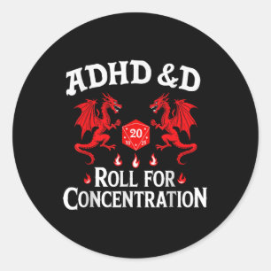 Adhd&d Adhd Roll for Concentration Runt Klistermärke